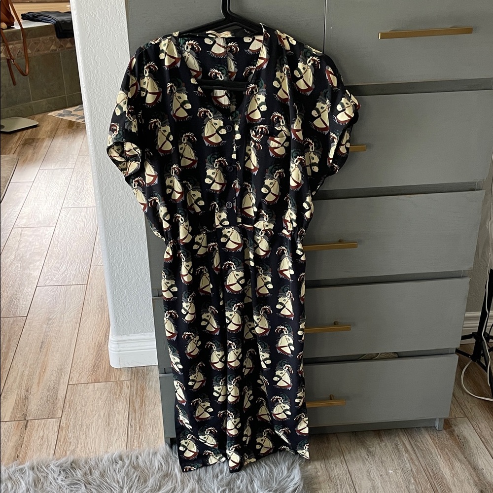 Rosebud Black and Cream Patterned Dress